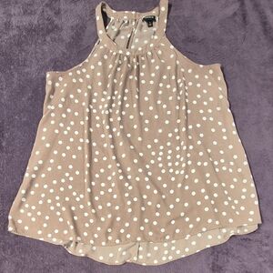 Torrid Georgette High Neck Tank Top Size 1X Brown And White Polka Dot